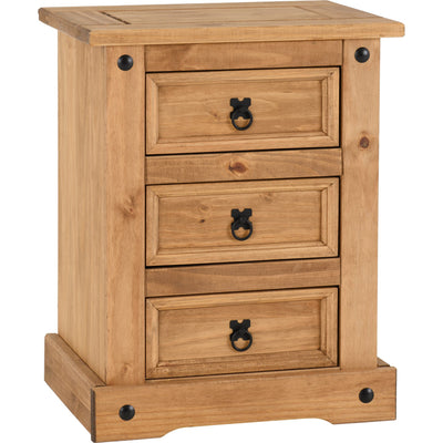 Corona Pine 3 Drawer Bedside