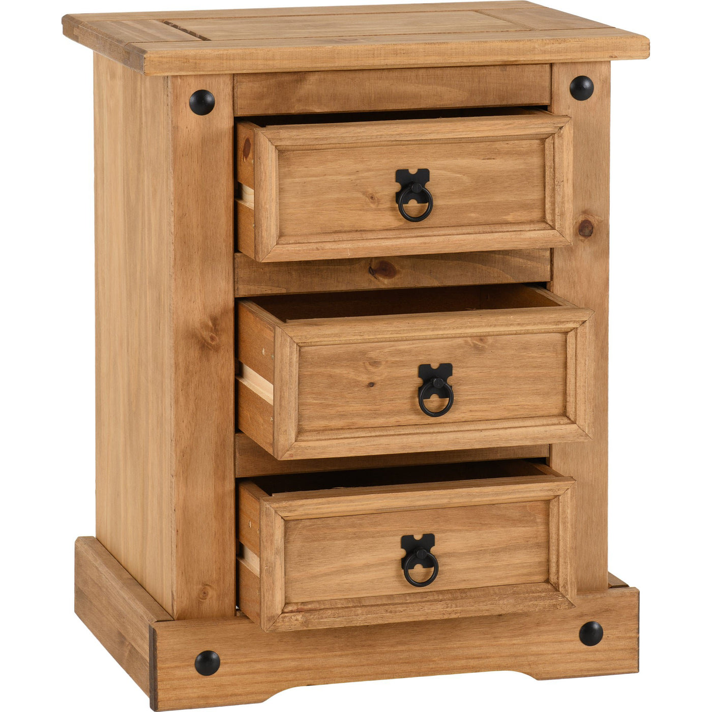 Corona Pine 3 Drawer Bedside