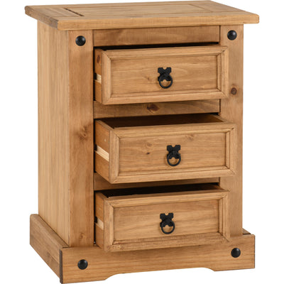 Corona Pine 3 Drawer Bedside