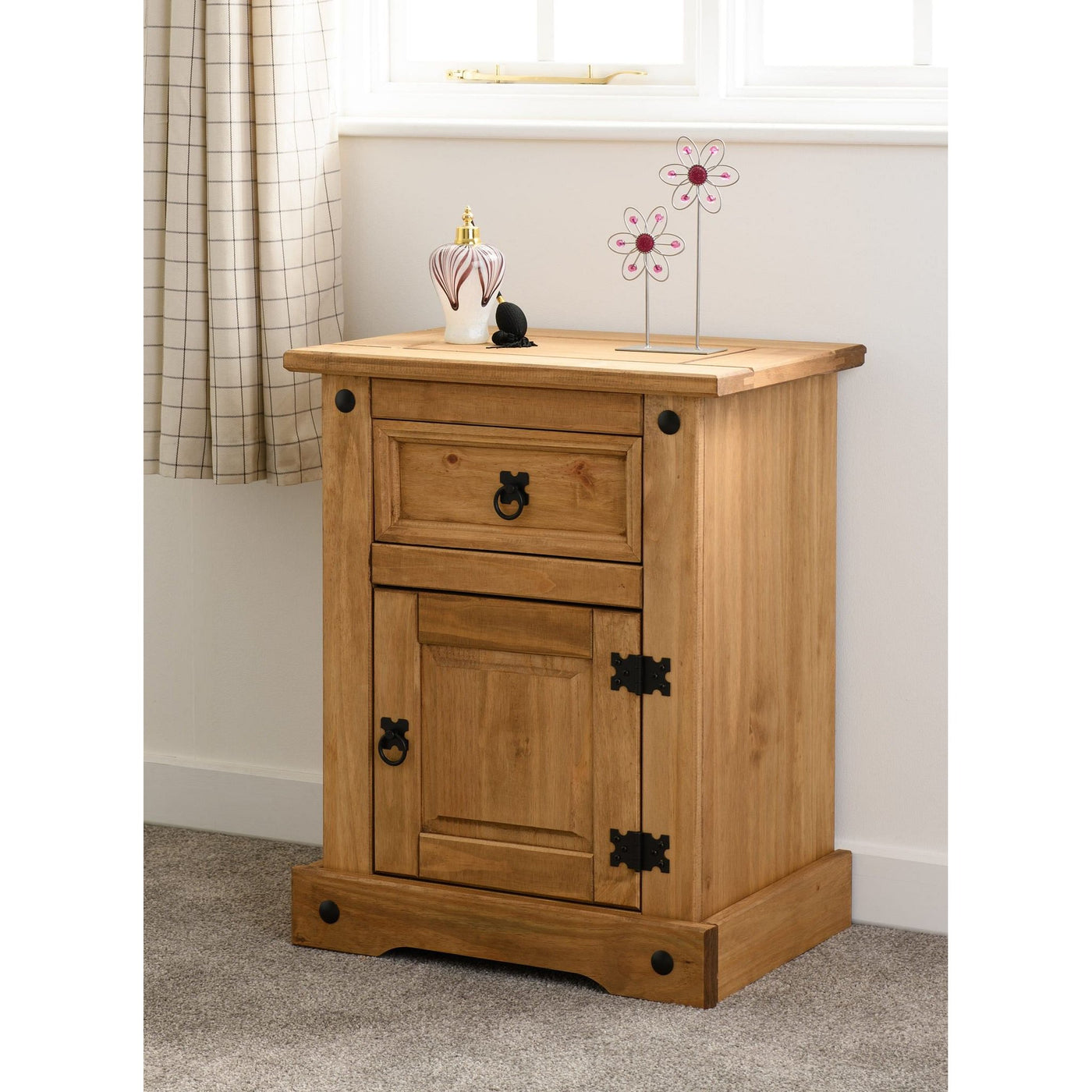 Corona Pine 1 Drawer 1 Door Bedside