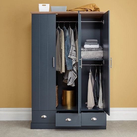 Slate Blue 3 Door Wardrobe