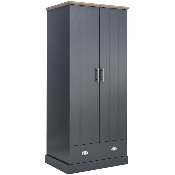 Slate Blue 2 Door 1 Drawer Wardrobe