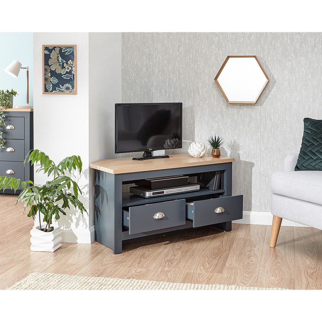 Lancaster Corner TV Unit Slate Blue