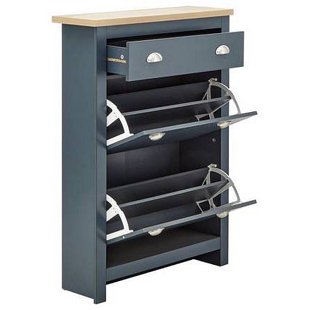 Lancaster Slate Blue Slimline Shoe Cabinet