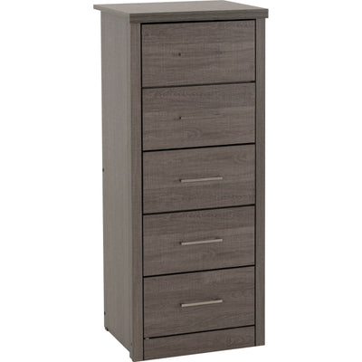 Lisbon Grey 5 Drawer Narrow Chest