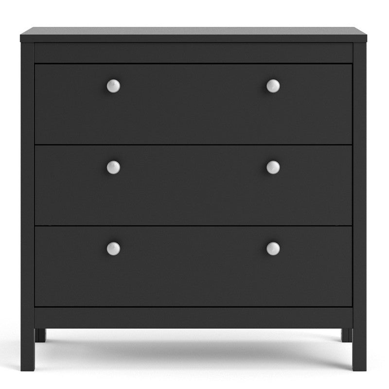 Madrid Black 3 Drawer Chest