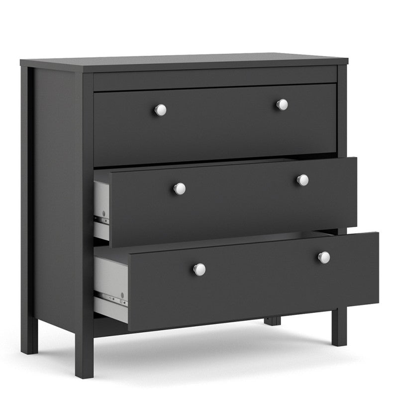 Madrid Black 3 Drawer Chest