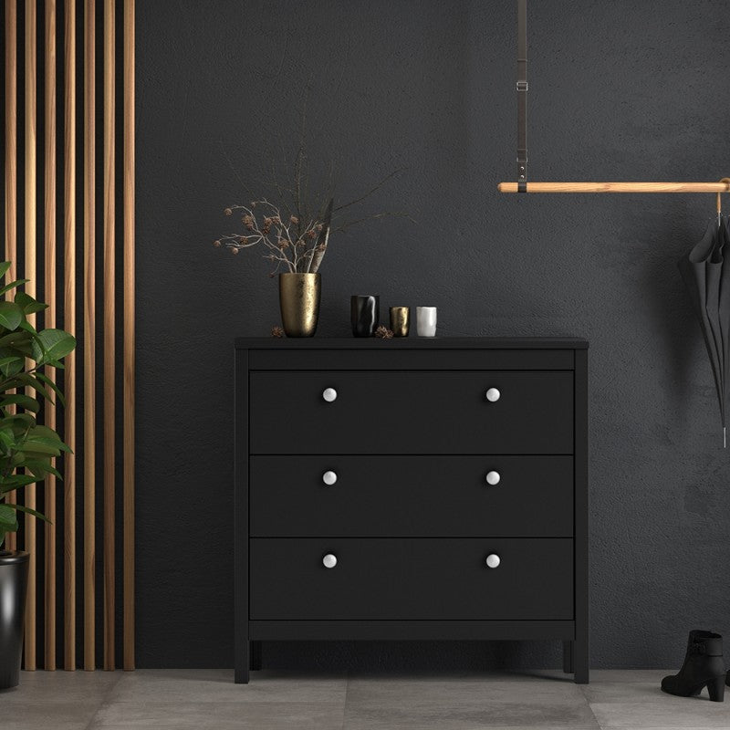 Madrid Black 3 Drawer Chest