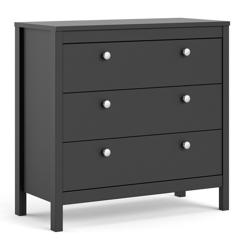 Madrid Black 3 Drawer Chest