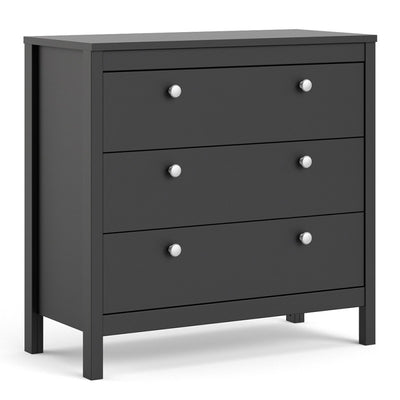 Madrid Black 3 Drawer Chest