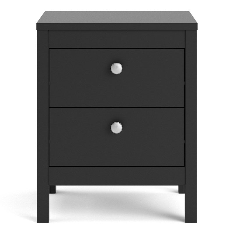 Madrid Black 2 Drawer Bedside