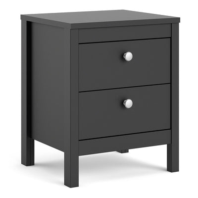 Madrid Black 2 Drawer Bedside