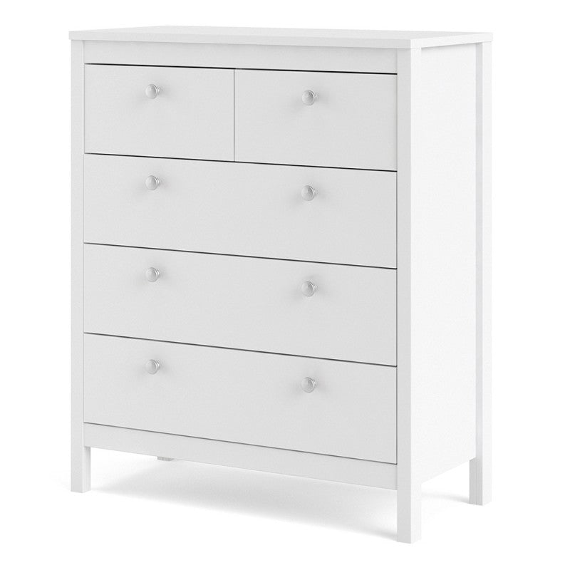 Madrid White 3+2 Drawer Chest