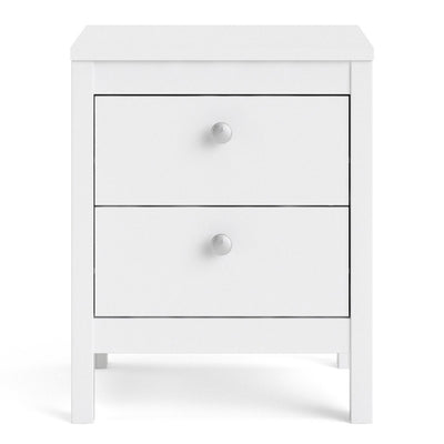 Madrid White 2 Drawer Bedside