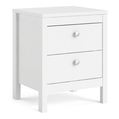 Madrid White 2 Drawer Bedside