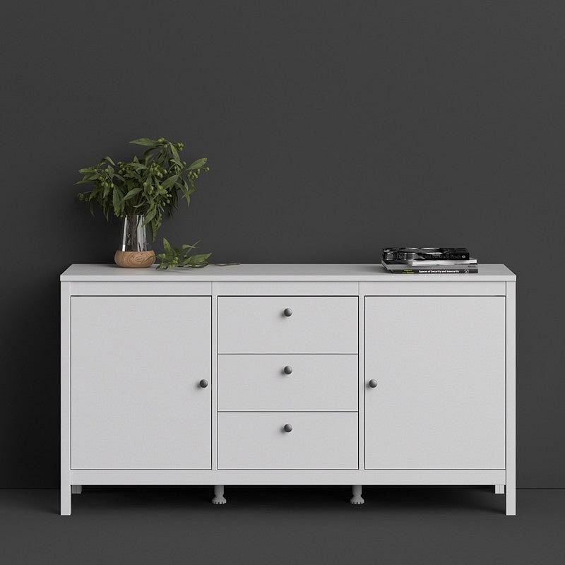 Madrid White 2 Door 3 Drawer Sideboard