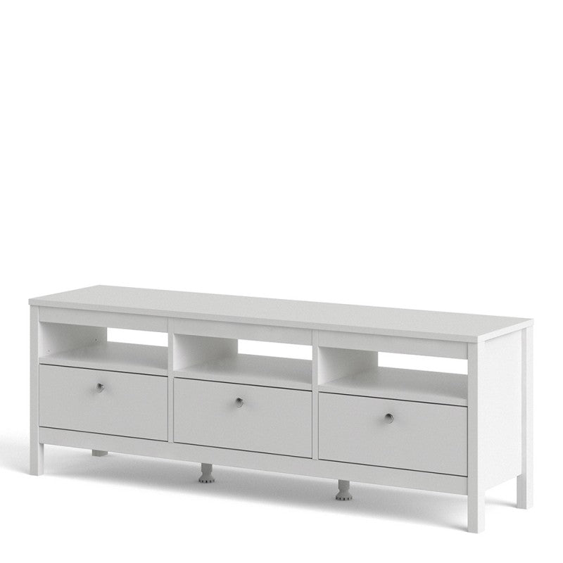 Madrid White 3 Drawer TV Unit