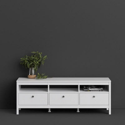 Madrid White 3 Drawer TV Unit