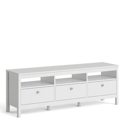 Madrid White 3 Drawer TV Unit