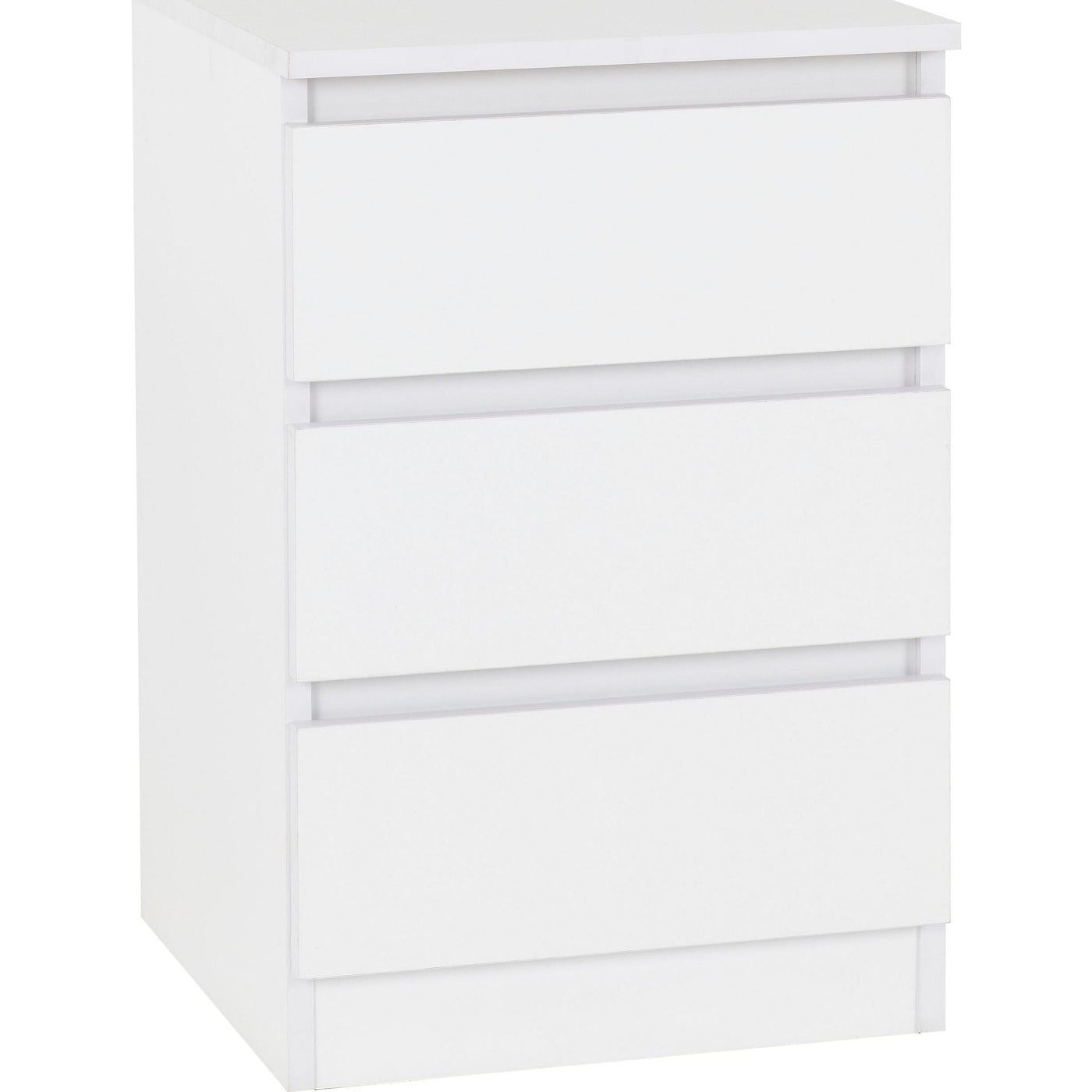 Malvern White 3 Drawer Bedside