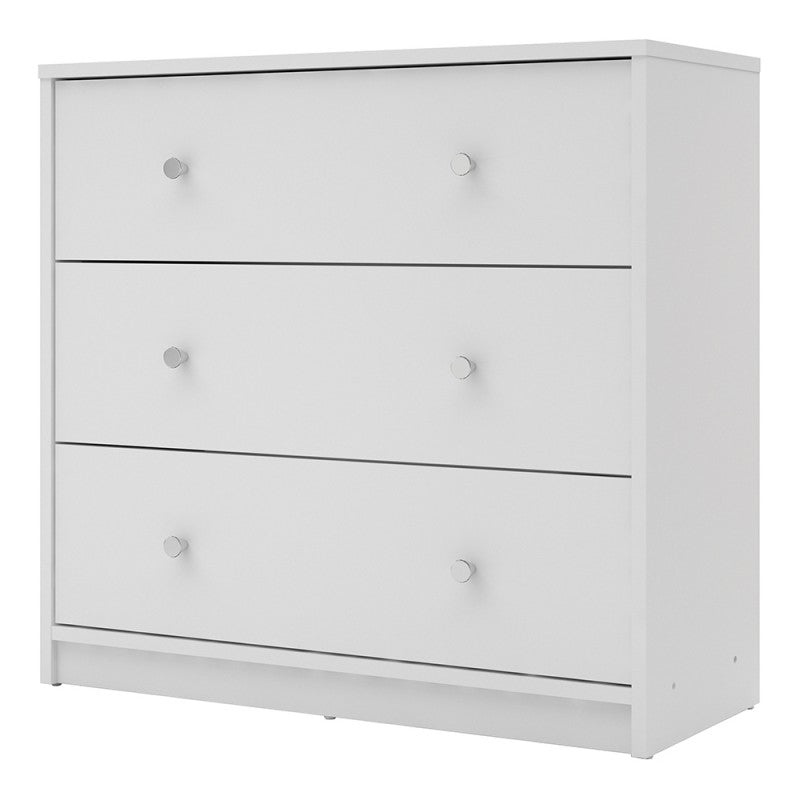 May White 3 Drawer Chest