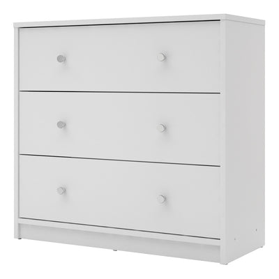 May White 3 Drawer Chest