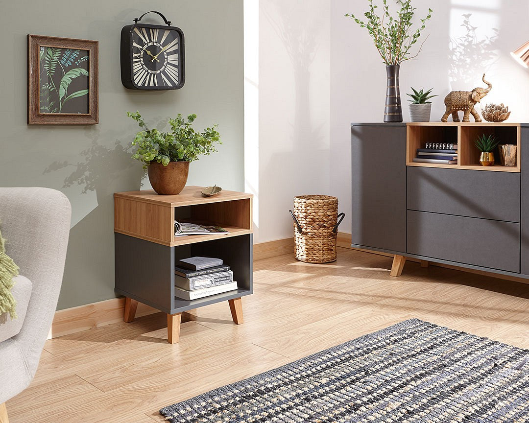 Grey and Oak Lamp Table