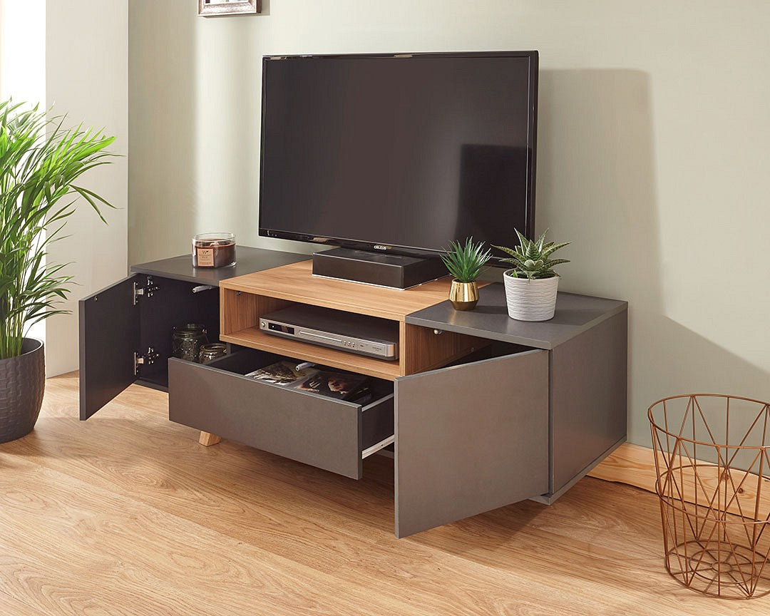 Grey and Oak TV Unit