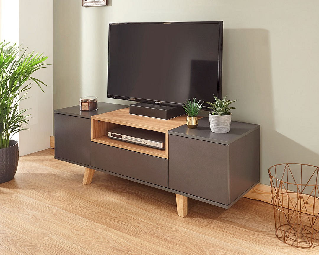 Grey and Oak TV Unit