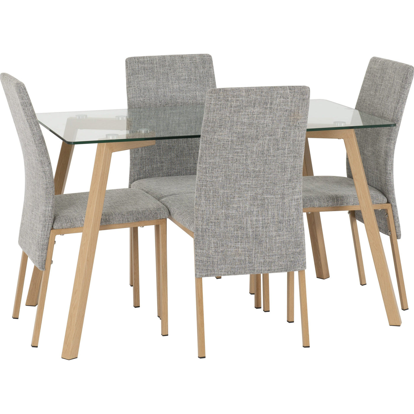 Morton Dining Set with 4 Grey Chairs