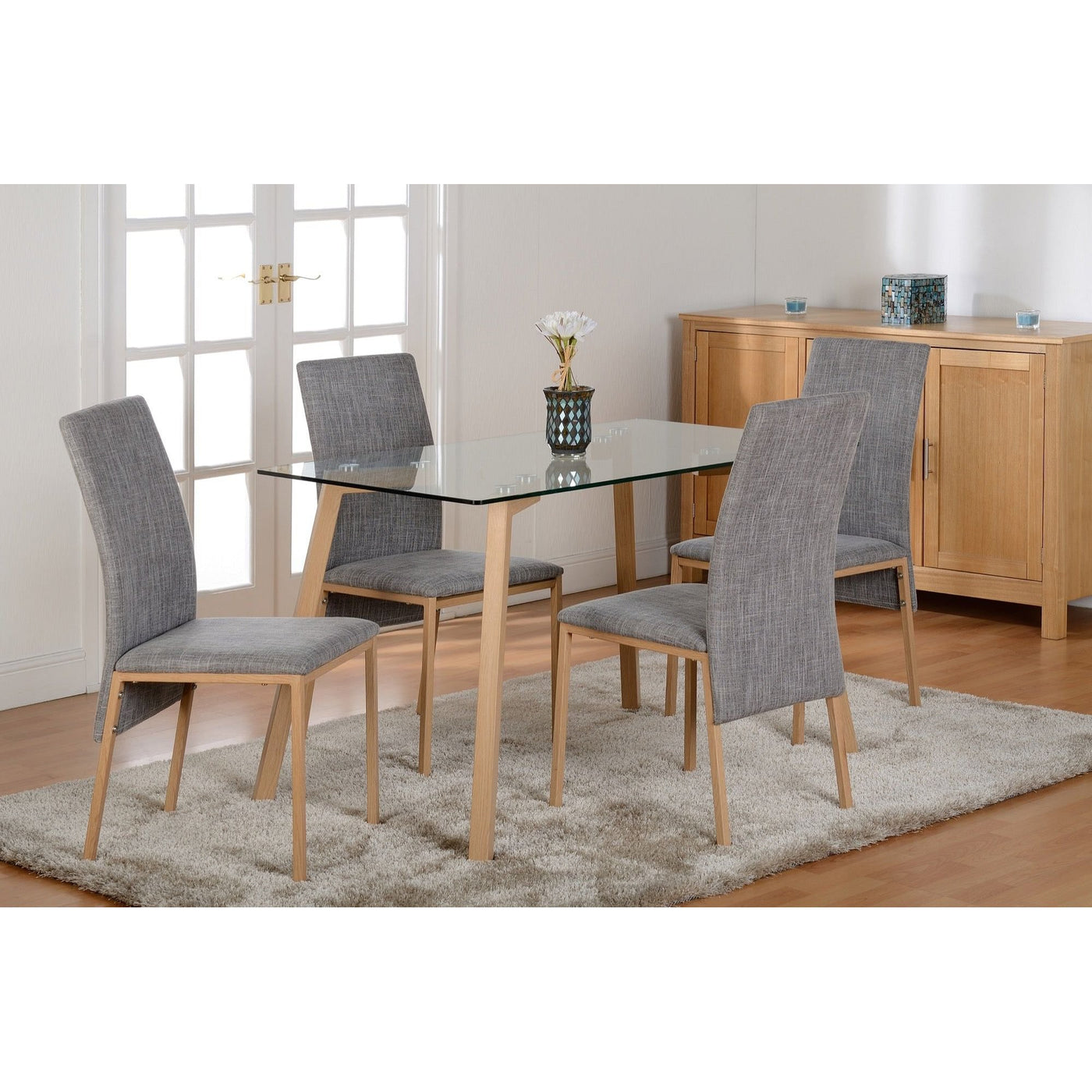 Morton Dining Set with 4 Grey Chairs