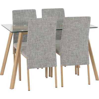 Morton Dining Set with 4 Grey Chairs