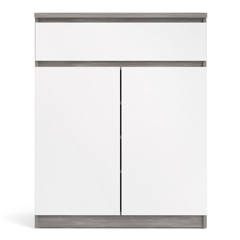 Naia White High Gloss and Concrete Compact Sideboard