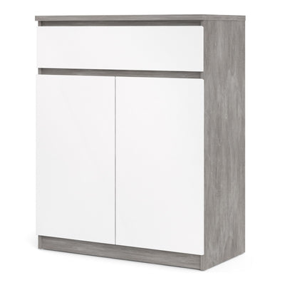 Naia White High Gloss and Concrete Compact Sideboard