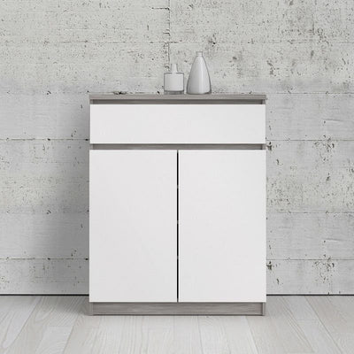 Naia White High Gloss and Concrete Compact Sideboard