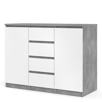 Naia White High Gloss and Concrete Sideboard