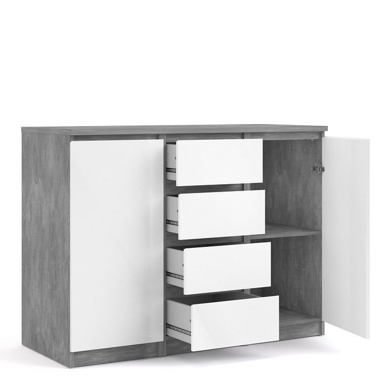 Naia White High Gloss and Concrete Sideboard