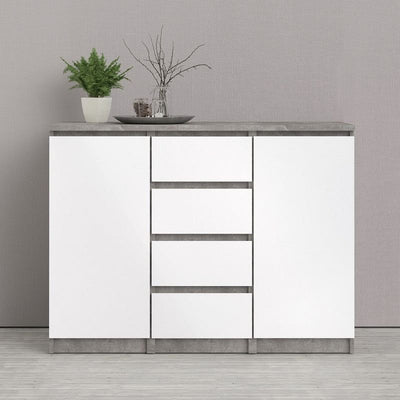 Naia White High Gloss and Concrete Sideboard