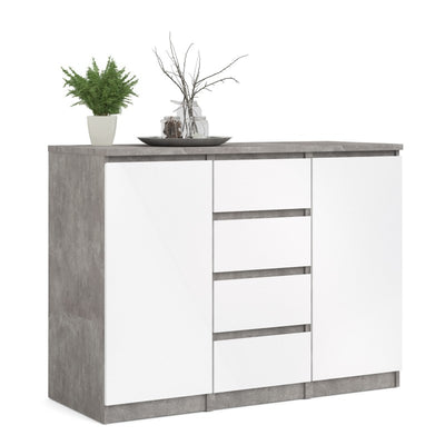 Naia White High Gloss and Concrete Sideboard