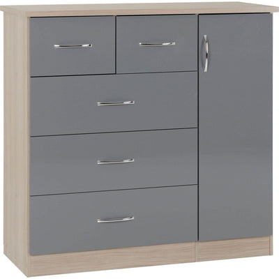 Nevada 5 Drawer Grey Low Wardrobe