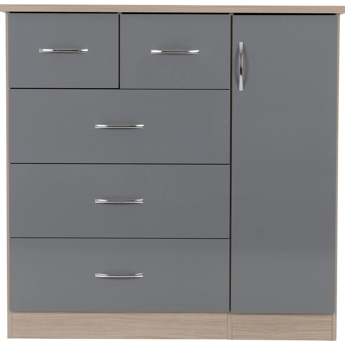 Nevada 5 Drawer Grey Low Wardrobe