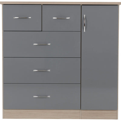 Nevada 5 Drawer Grey Low Wardrobe