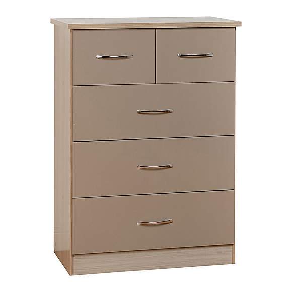 Nevada Oyster Gloss 5 Drawer Chest