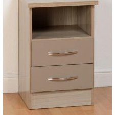 Nevada Oyster 2 Drawer Gloss Bedside