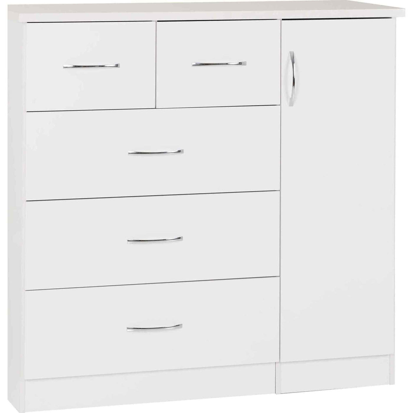 Nevada 5 Drawer White Low Wardrobe