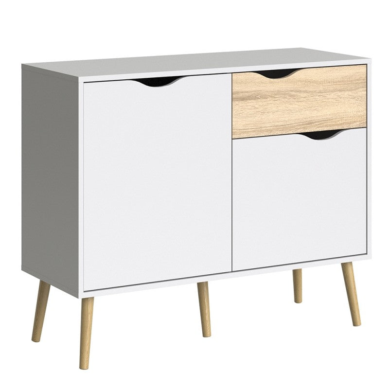 Oslo Compact White and Oak Sideboard