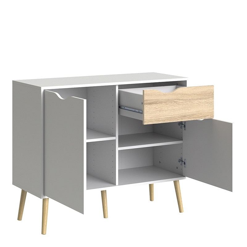 Oslo Compact White and Oak Sideboard