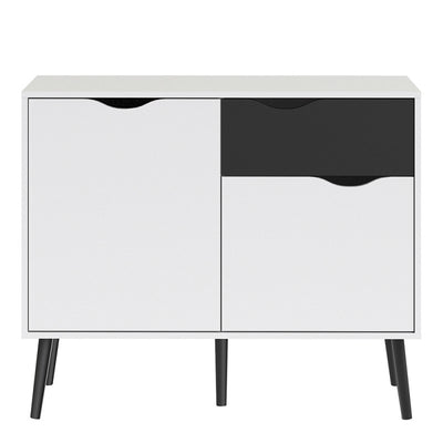 Oslo Compact White and Black Sideboard