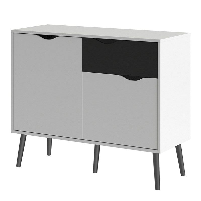 Oslo Compact White and Black Sideboard