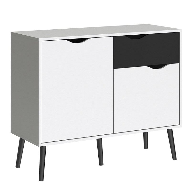 Oslo Compact White and Black Sideboard